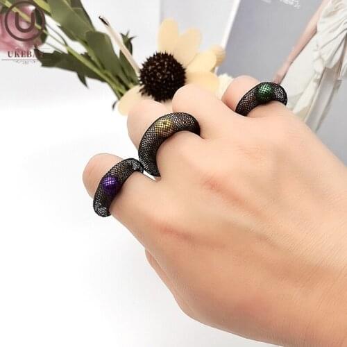 UKEBAY New Handmade Rings For Women Designer Luxury Rings Lover Jewelry 6 Colors Mesh Ring Elasticity Jewellery Boho Mesh Ring