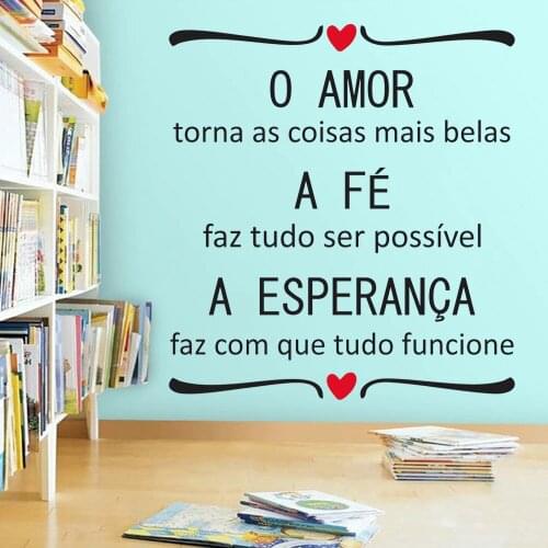 O Amor Torna As Coisas Mais Belas Portuguese Quotes Wall Stickers Poster Vinyl Murals For Livingroom Home Decor Decals RU2170