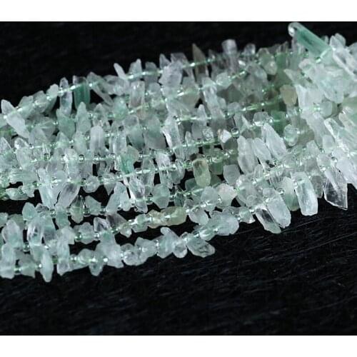 Natural Genuine Clear Green Mountain Fvchsite Phanton Quartz Raw Mineral Rough Matte Spike Beads 15" 05327
