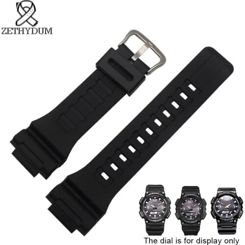 Silicone Rubber watch strap 28*18mm bracelet Convex mouth black strap for casio AQ-S810W/W-735/AEQ-110W watches band