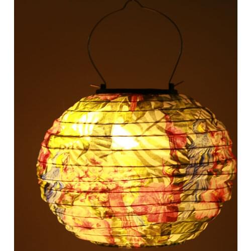 20cm Lampion Solar LED Chinese Lantern Light Outdoor Waterproof Print Hanging Lamp Chinese Lampion for Weddings Baby Shower