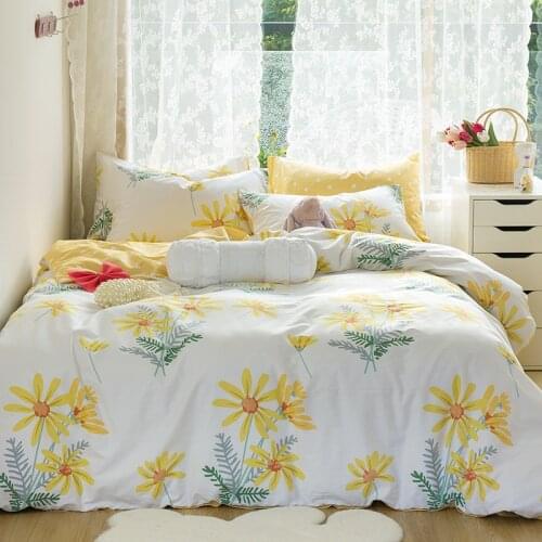 Four Season Bedding Set 100%Cotton Flower Plant Print Duvet Cover+Bed Linen+Pillowcase American Style Home Textile For 1.5 1.8M