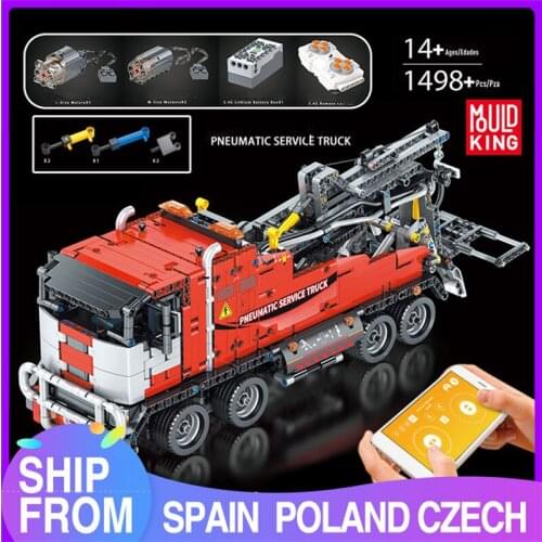 MOULD KING 19001 Technical RC Car Toys The Motorized Pneumatic Service Truck Building Blocks Bricks Kids Christmas Gifts
