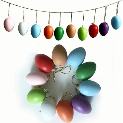12 PCS Easter Eggs Children Painting Egg Toy Gifts Plastic Hanging Easter Arts Crafts Funny Gadgets Home Decor Random Color