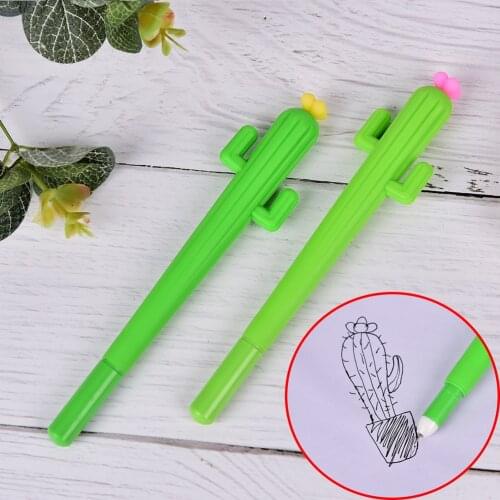 Green Cactus With Flower Gel Ink PenStationery School & Office Supply Promotional Gift length15.5cm
