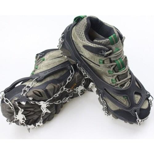Outdoor 11 Teeths Ice Snow Crampons Anti-Slip Climbing Gripper Shoe Cover Spike High-Strength Stainless Steel Cleats 1 Pair