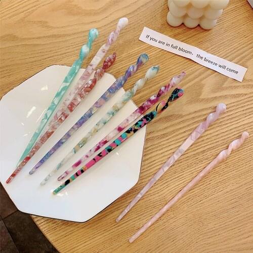 1PC Chinese Vintage Hair Sticks Marbling Pattern Acetate Hair Pins Hairpins for Women Hair Accessories Hair Clips