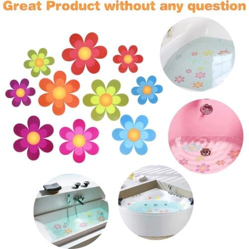 10PCS Anti-Slip Bathtub Stickers Colorful Flower Self-Adhesive Non Slip Bathtub Mat Stickers Bath Tub Bathroom Wallpaper #LR2