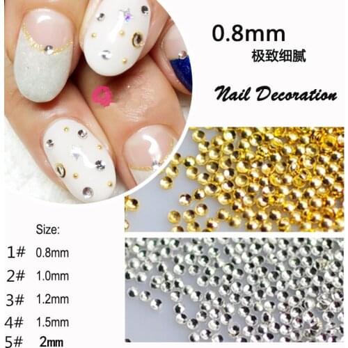 1000pcs/pack Japan Korea Nail Art Alloy 0.8mm-2.0mm Gold Silver Round Little Rivets Studs Metal Accessories for Women Nail DIY