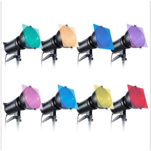 12"/30cm 8 Colors Pack of Gel Sheet Transparent Color Correction Gels Set Filter Film for Photography Video Light Studio Flash