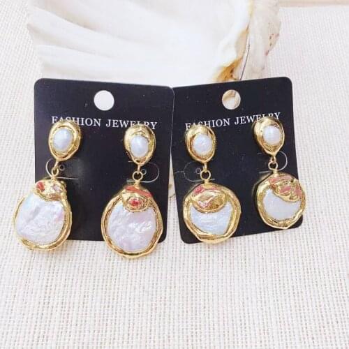 24K Gold Plated Elegant Pearl Earring Drop Earring Woman Earring For Gift Wholesale