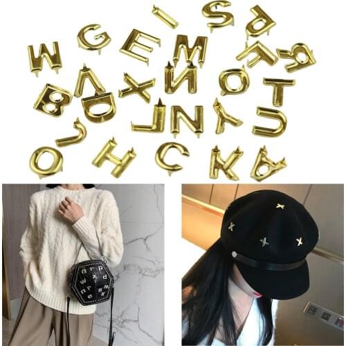 26Pcs English Alphabet Letter Claw Studs Rivets Punk Spikes Nail Head for Costumes Leathercraft Accessories