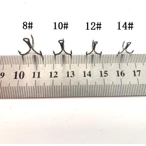 50Pcs High carbon steel black nickel round body sharp three anchor hooks fishing accessories