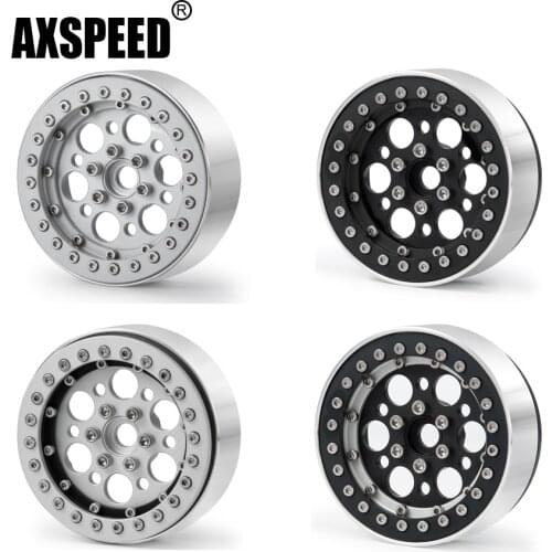 AXSPEED 1/4Pcs 1.9'' Metal Alloy Beadlock Wheel Rims Hubs for Axial SCX10 D90 TRX4 1/10 RC Rock Crawler Car Parts
