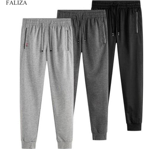 FALIZA New Casual Jogger Pants Men Autumn Male Trousers Mens Joggers Solid Pants Elastic Men Sweatpants Fashion Tracksuit PA18