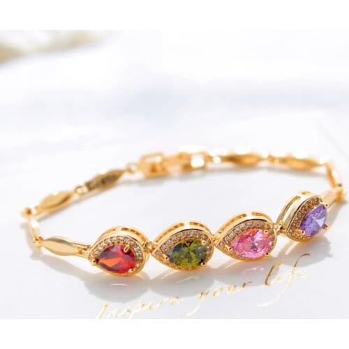 CAB005 Trendy Summer New Fashion Hot Round Crystal Jewelry charm bracelet & Bangles anklet for women Gold bracelets for women