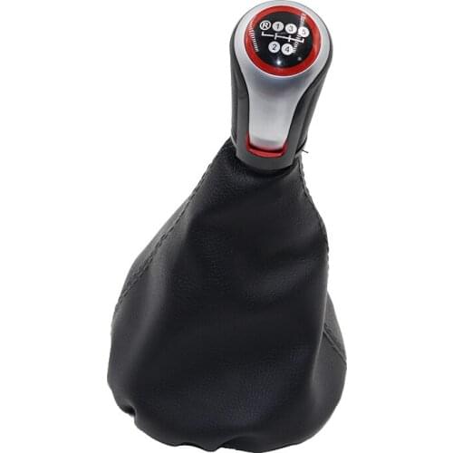 Chrome & Leather Car Shift Gear Knob Lever Gaitor Boot Cover For VW LUPO 6X1 1999 2000 2001 2002 2003 2004 2005 2006