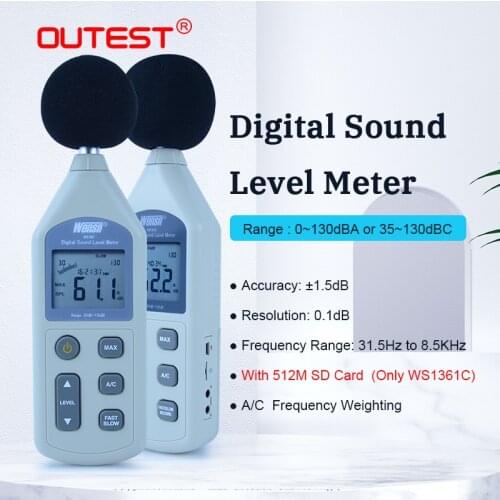 OUTEST Digital Sound Level Meter WS1361C ,Decibel Meter ,Noise Meter LCD Sound Level Meter 30-130dB with USB Interface