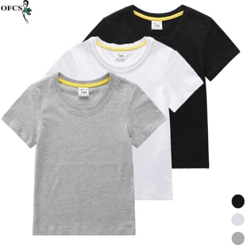 Cheap Sale Summer New Boys T Shirt Childrens Cotton Tops Tees Baby Kids Solid Short Basic Style Outwear 2-12 Old Unisex Clothes