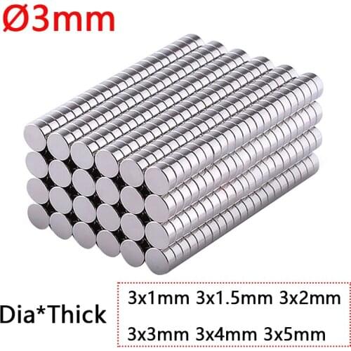 Dia Ø3mm Round Powerful Magnets 1 1.5 2 3 4 5mm Thick Rare Earth Permanent Magnet NdFeB Magnets N35 Up To 80°C