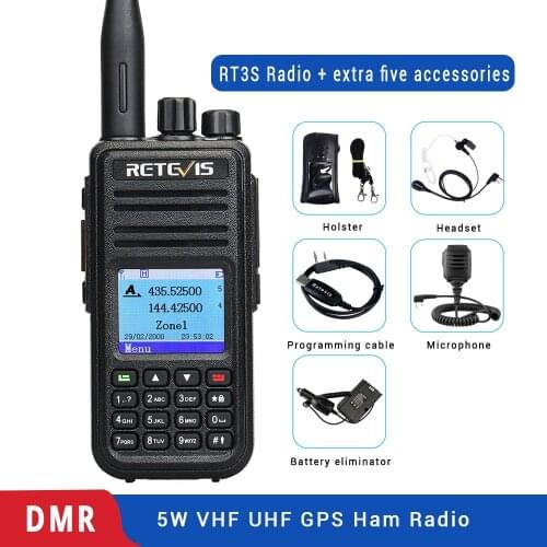 DMR Dual Band Retevis RT3S Digital Walkie Talkie (GPS) VHF UHF DMR Radio Amador Ham Radio Transceiver 2 Way Radio+Accessories