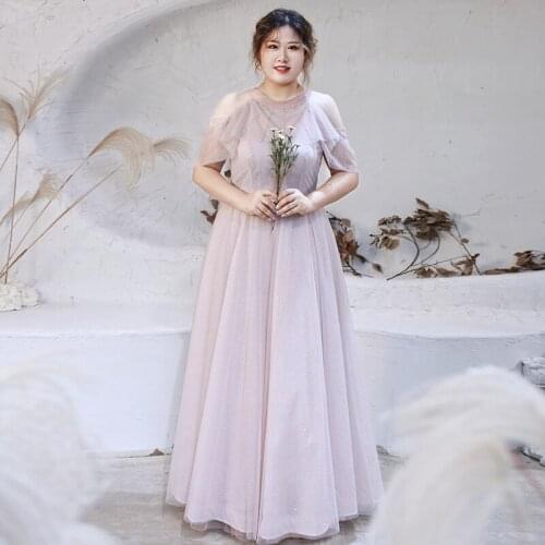 Elegant Halter Evening Dress Ruffles Short Sleeves Floor-Length Empire Lace Up Pleat A-Line Plus Size Women Formal Gowns D1216