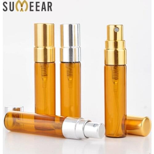 100 Pieces/Lot 5ML Amber Essential oil Bottles Refillable Perfume Bottle Empty Spray Bottle Atomizer Cosmetic Container Travel