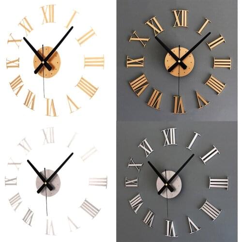 Hot DIY Luxury 3D Roman numerals Wall Clock Large Size Home Decoration Art Clock HOT