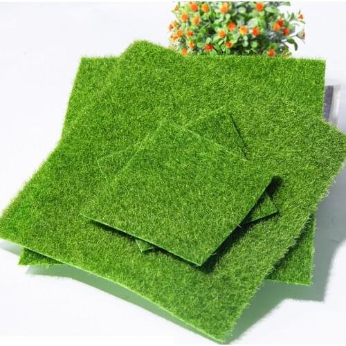 1Pc 15*15/30*30cm Artificial Grassland Grass Lawn Turf Grass DIY Green Fake Plants for Garden Decor Building Model Supplies