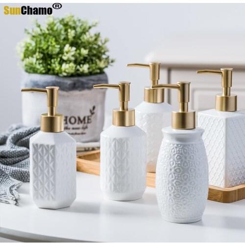 250-350ml Bathroom Accessories Ceramic Lotion Essence Gel bottle Liquid Soap Dispenser for Kitchen Bathroom Home Decoration