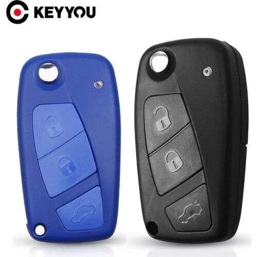 KEYYOU 10pcs 3 Buttons Flip Remote Key Shell Case For FIAT Punto Ducato Stilo Panda Switchblade Car Key Case Cover SIP22 Blade
