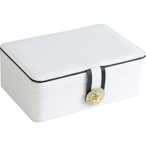 Button PU Leather Travel Jewelry Boxes for Women Girls Portable Jewelry Box Storage for Earrings Necklaces