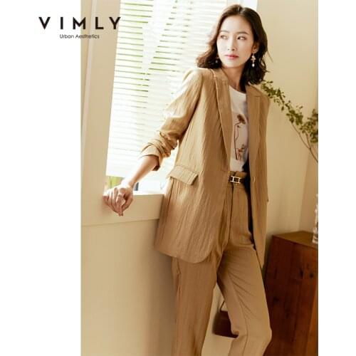 Vimly Two Piece Outfits For Women Elegant Office Lady Single Button Blazer High Waist Suit Pants Autumn Female Clothes F3257