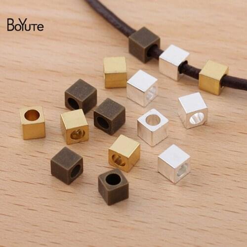 BoYuTe (200 Pieces/lot) 4*4*2.5MM Square Beading Beads Factory Direct Sale Diy Metal Brass Beads Jewelry Making Materials