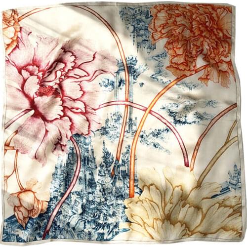 Square 100% Real Silk Scarf Women Bufanda Silk Shawls Wraps for Lady Neckerchief Foulard Femme Bandana Scarves Pashmina 53*53cm