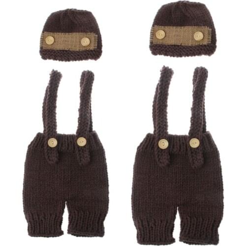 Infant Photography Outfits Newborn Photography Accessories Baby Hat Crochet Costume for Photo Shooting Retro Baby Photo Props