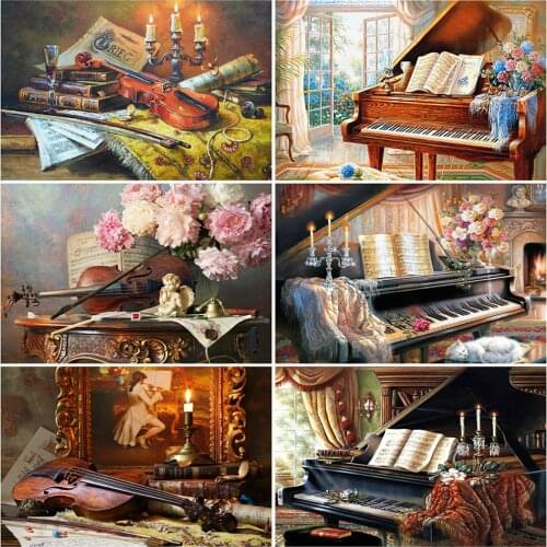 MomoArt Diamond Embroidery Scenery Diamond Embroidery Flower Full Drill Square Mosaic Piano Cross Stitch DIY Handmade Hobby
