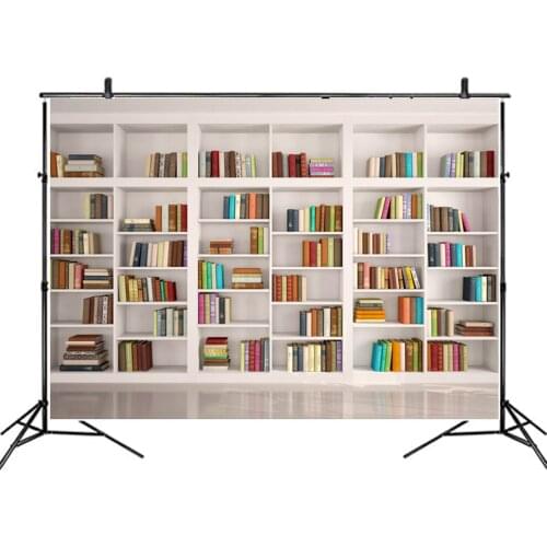 Cartoon White Bookshelf Backdrop Party Photography Background Photo Booth Studio Decor