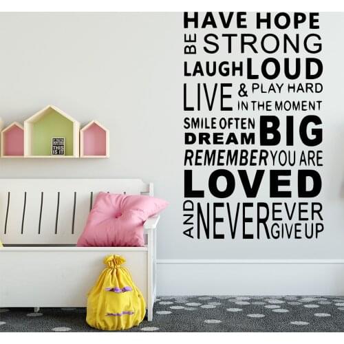 Characters Never Give Up Quotes Wall Decal Art Vinyl Stickers Wall Decorations Living Room Adesivo De Parede