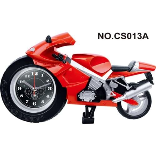 Mini Motorcycle Model Alarm Clock Battery Powered Desk Shelf Clock Creative Analog Table Clock Toy Decoration for Boys Girls