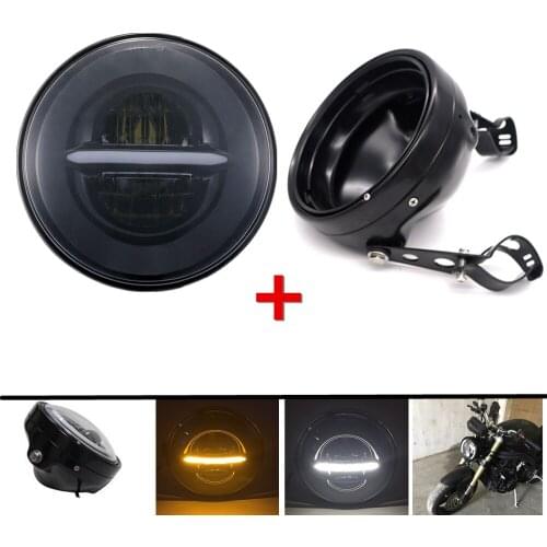 New Motorcycle Headlight 7" Led for Honda Yamaha Kawasaki Victor for Bobber Cafe Racer With 7 Inch Headlight Mounting Brackets