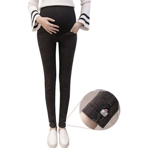 Autumn Maternity Denim High Elastic Waist Jeans For Pregnant Women New Fashion Pregnancy Belly Pants Washed Cowboy Clothes