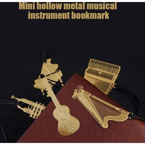 Mini Hollow Bookmark Metal Musical Instrument with Silky Tassels Stationery Gift For Readers School Supplies закладки