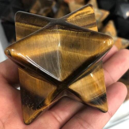 Natural Gold Tigers Eye Stone Crystal Mercaba Arcade Crystal Mercaba Star Energy Mineral Jewelry Healing Decoration