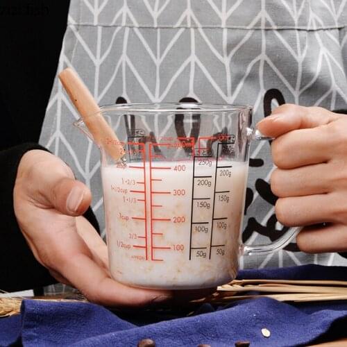 Transparent Glass Graduated Cup with Handle Microwave Breakfast Milk Cup 500 Ml Heat-resistant Tea Cup Mug Kitchen Utensils New