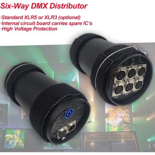 DMX512/1990 Standard Signal Distributor Amplifier Splitter Repeater 6DX 110V 230V XLR Pin3 With One Input CE UL Free Shipping