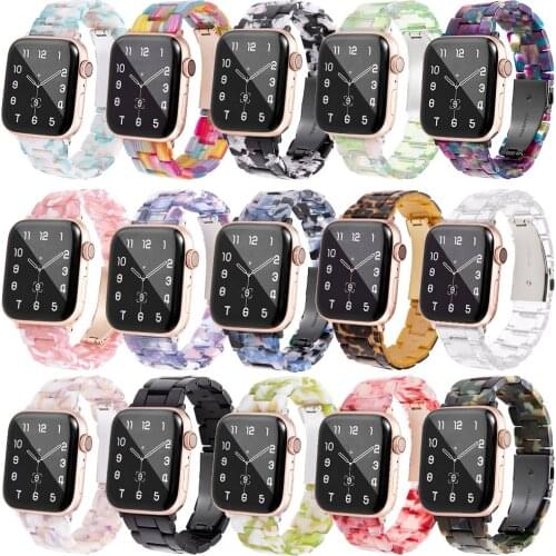 New Design Resin Strap for Apple Watch Band Series 6 SE 5 4 3 Lightweight 44mm 40mm 38mm 42mm Bracelet for iWatch Men/Women Belt