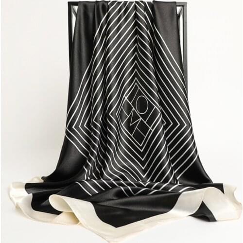 Luxury brand summer Silk Scarves Foulard 90cm Square Hijab Scarf women female Ladies chiffon Shawl Bandanna wrap muffler pareo