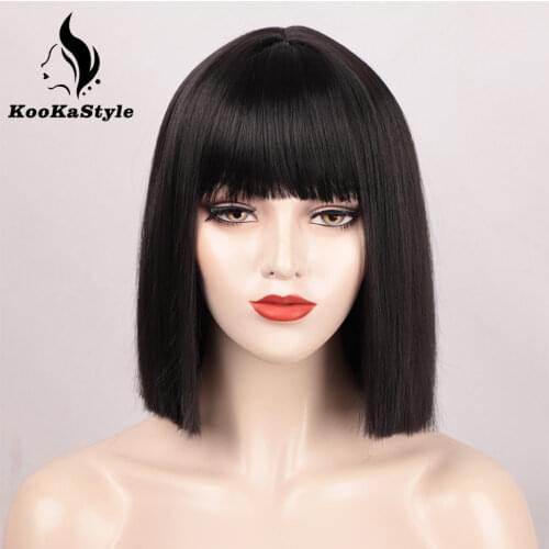 Aisibeauty Short Straight Bob Wigs for Women Synthetic Wigs Lolita Omber Blue/Red Pueple Wigs Middle Part Hair Natural Looking