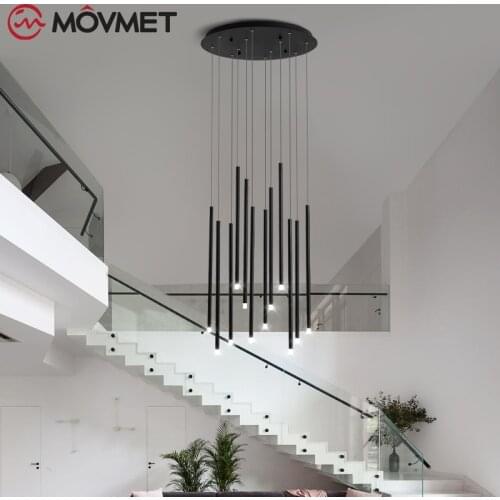 Modern LED Chandelier Lighting For Living Dining Room Duplex Rotating Staircase Adjustable Large novelty Hanging Lamp